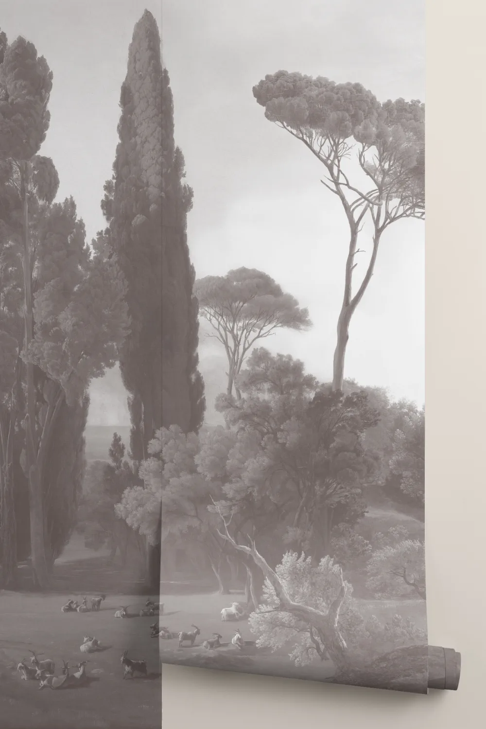 Carta da parati in grigio della pittura di paesaggio americana