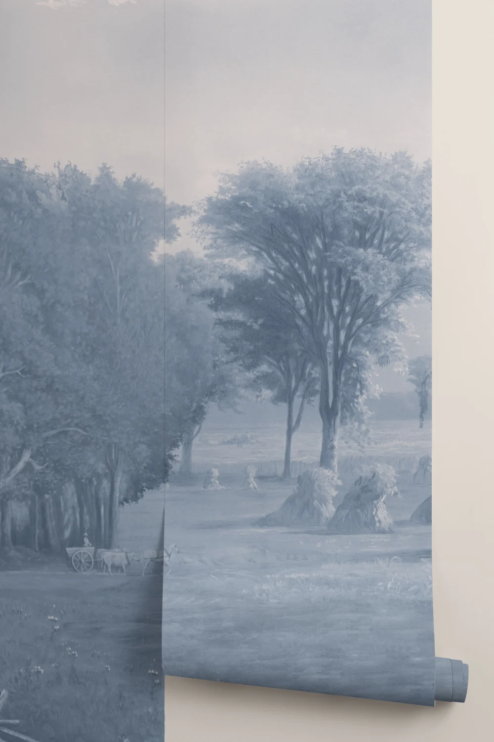 Blue American Landscape Painting Mural