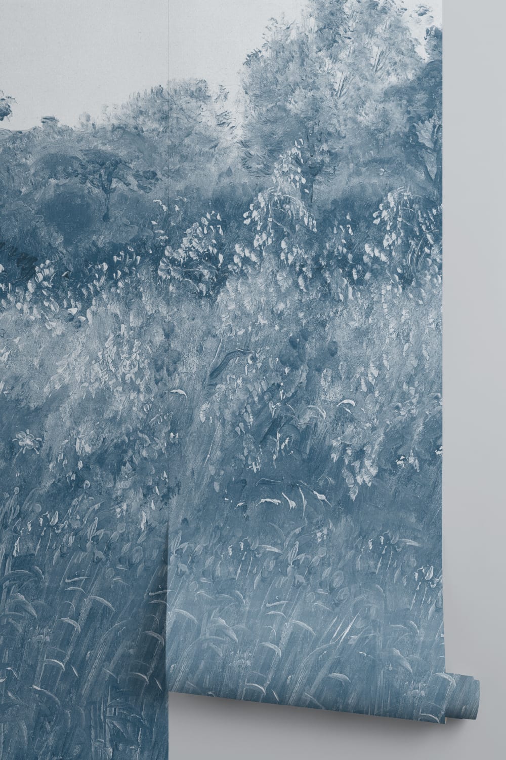 Blue Summer Meadow Oil Painting Mural