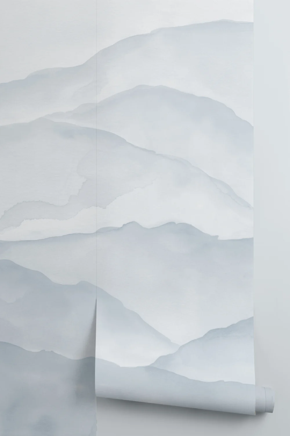 Light Blue Watercolor Mountains Mural