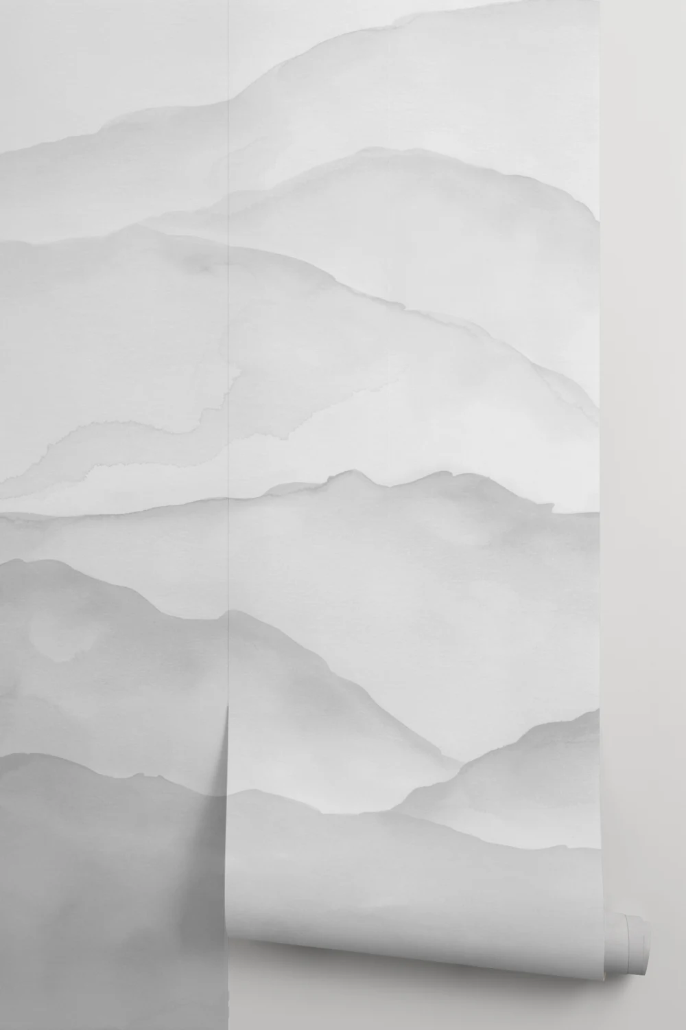 Light Gray Watercolor Mountain Mural