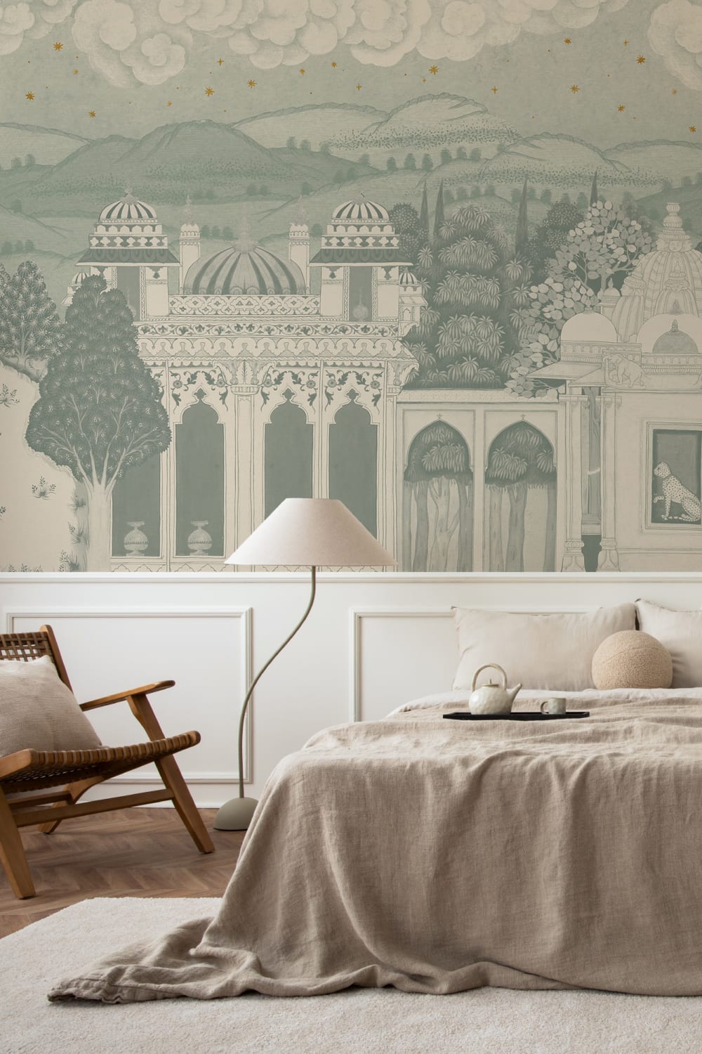 Teal Temple Valley Landscape Mural