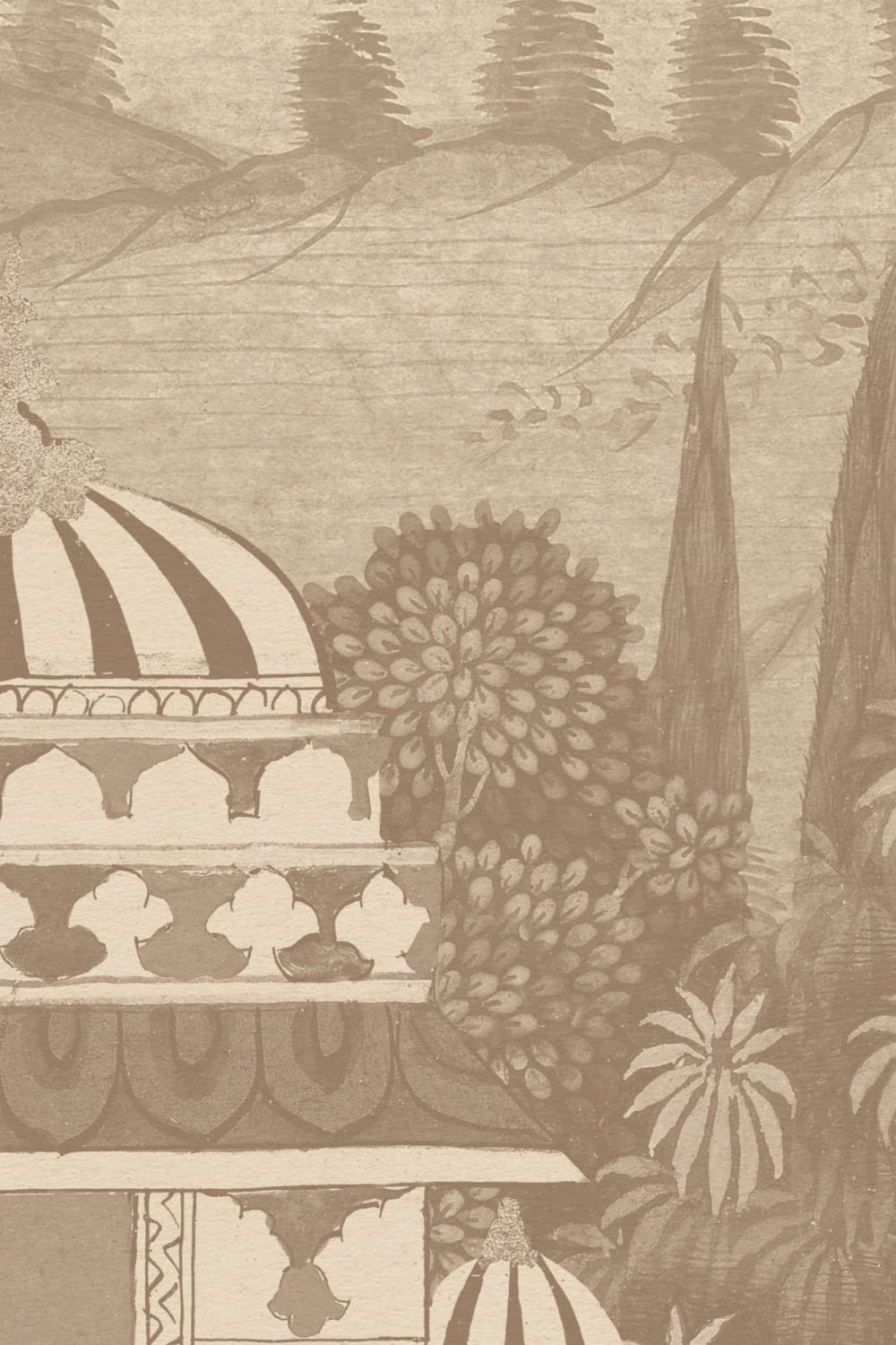 Neutral Temple Valley Landscape Mural