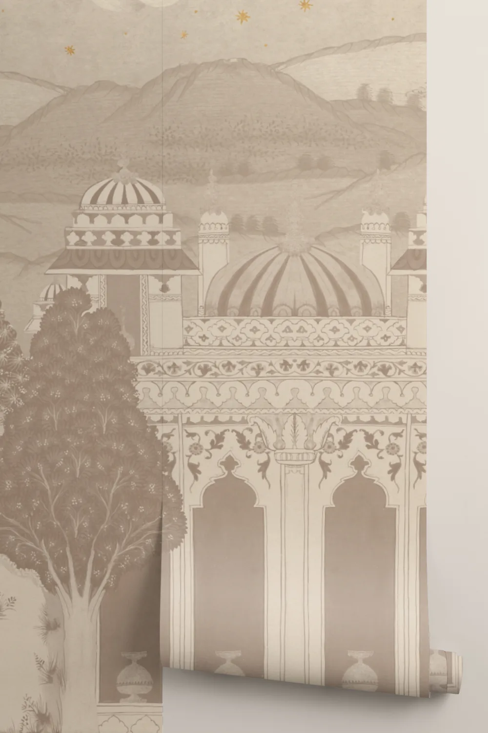 Neutral Temple Valley Landscape Mural