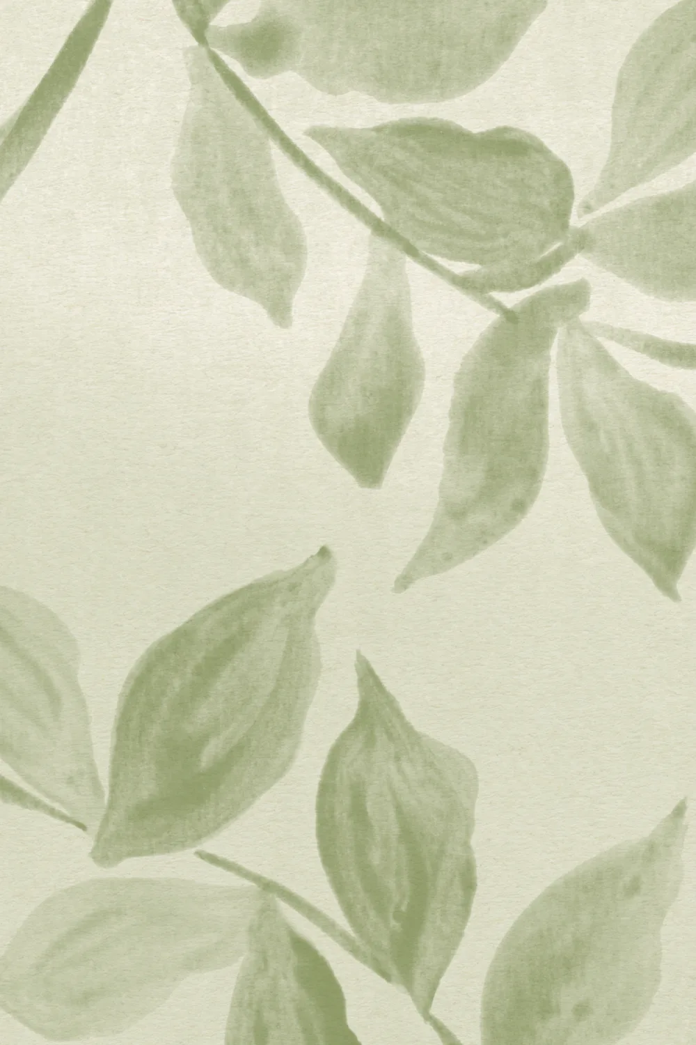 Soft Green Leaf Pattern Botanical Wall Mural