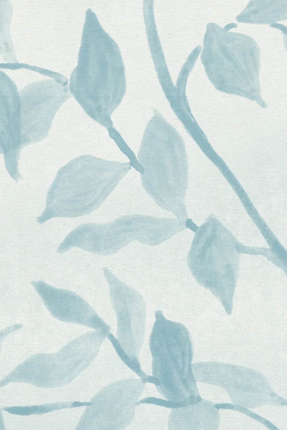 Blue Botanical Leaf Design Poetic Mural
