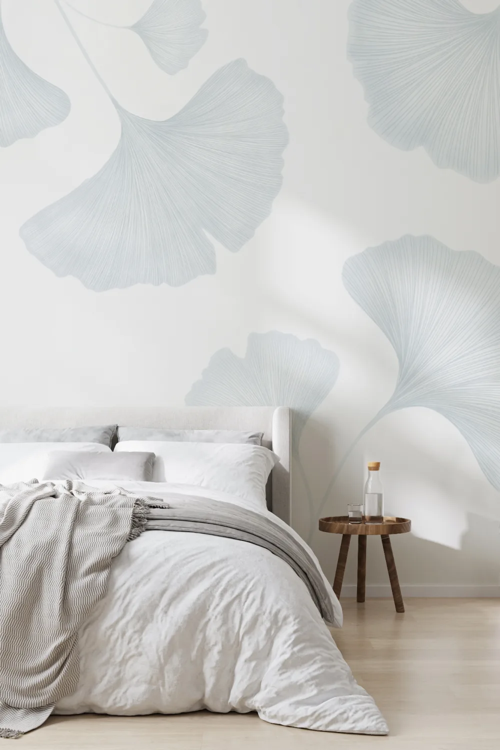 Blue Ginkgo Leaf Mural