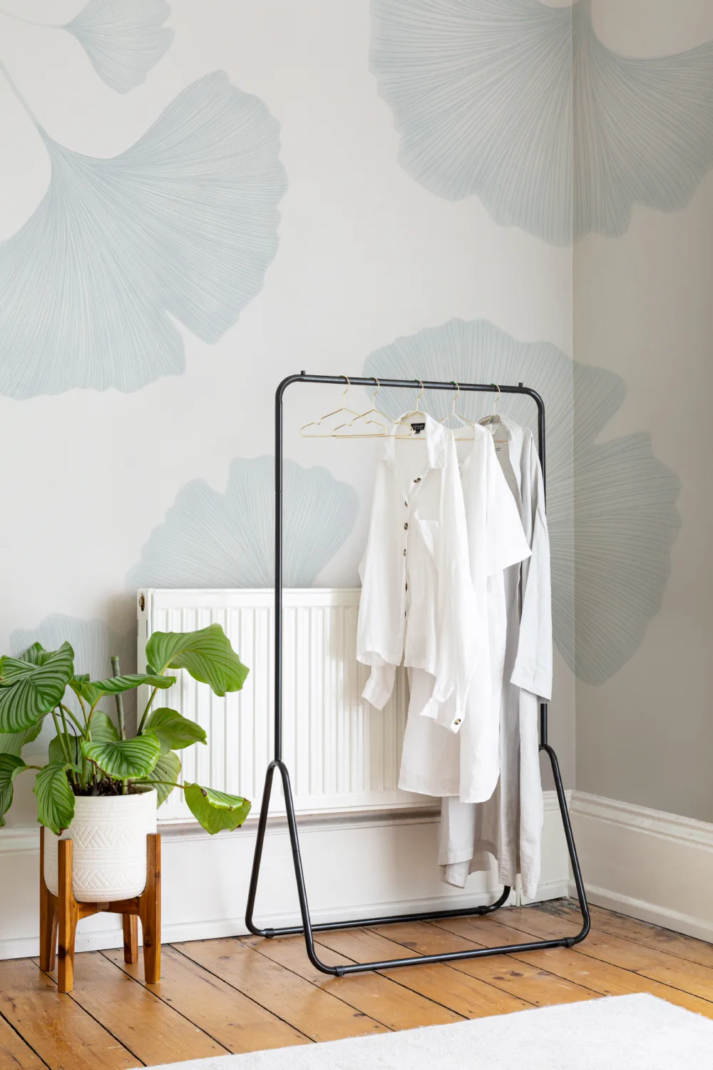 Blue Ginkgo Leaf Mural