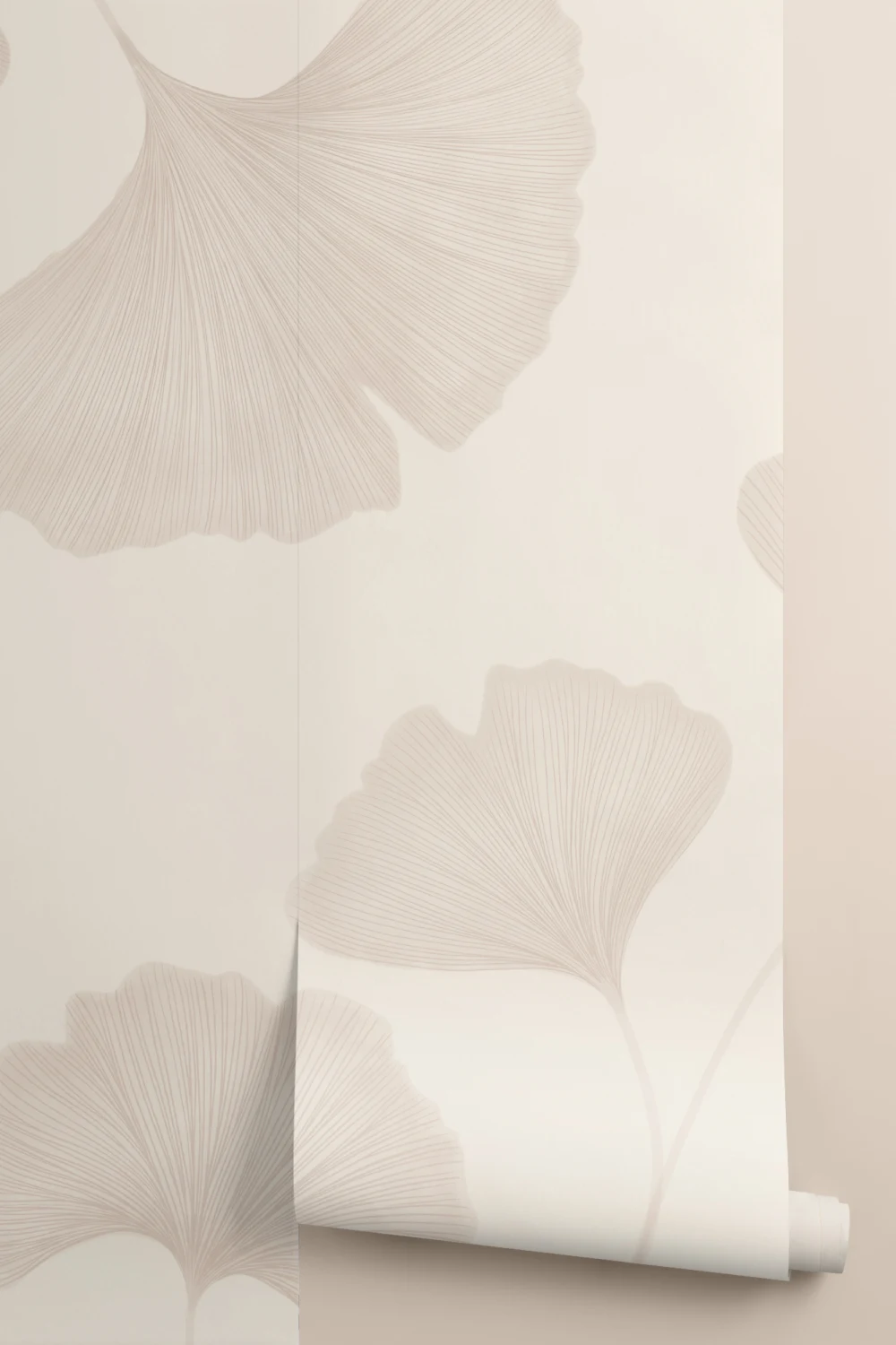 Neutral Ginkgo Leaf Mural