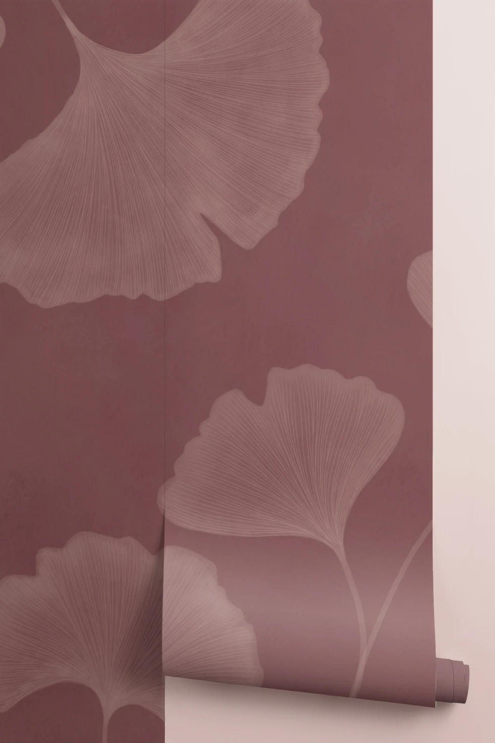 Mural de hojas de ginkgo malva