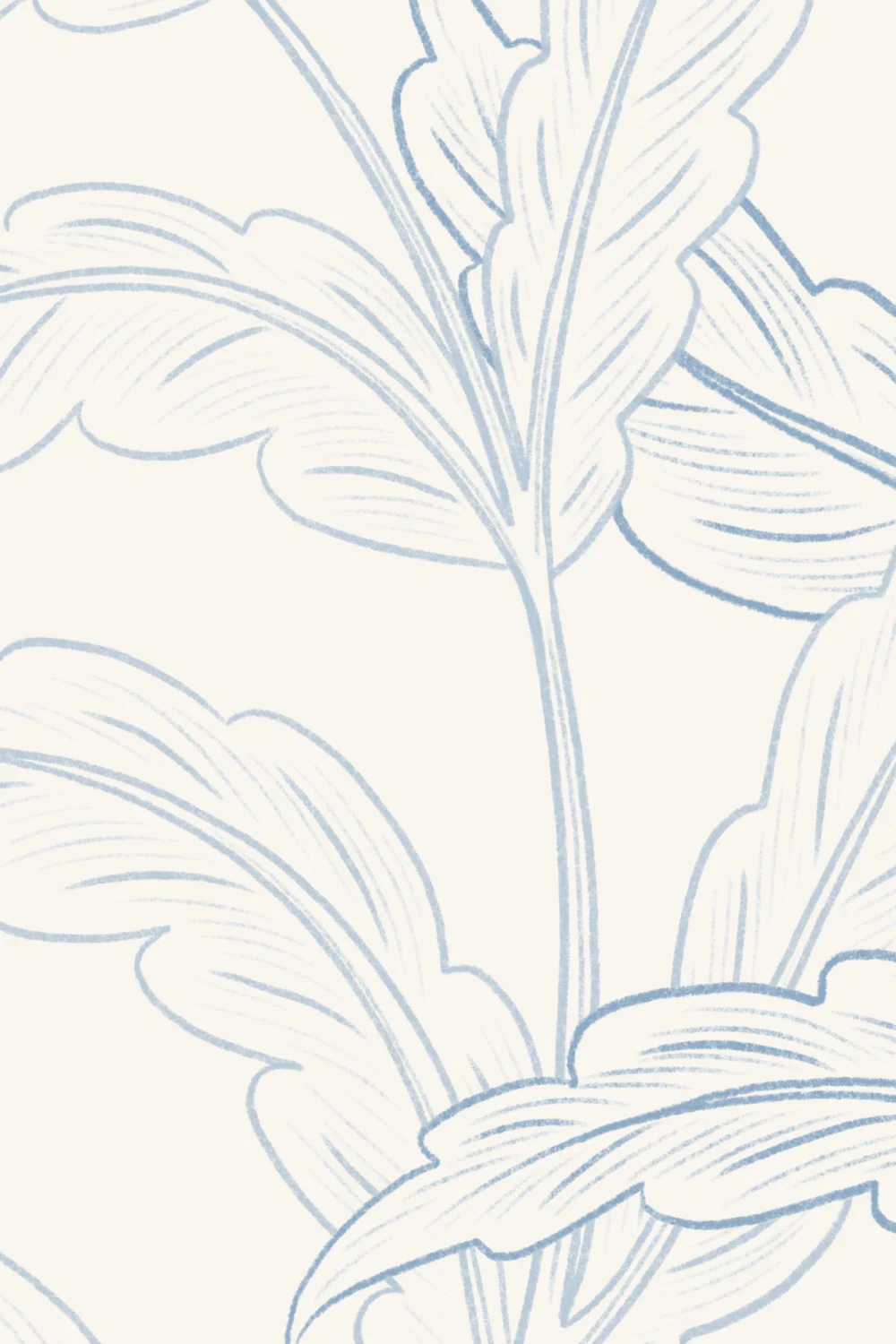 Carta da parati con felci botaniche blu