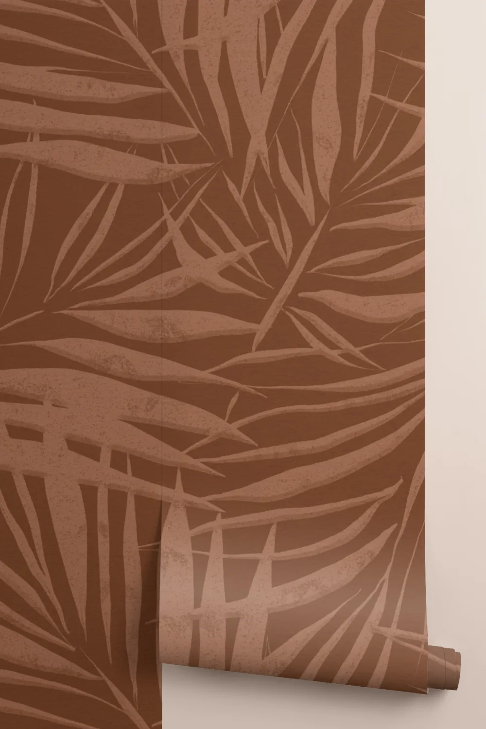 Sombra Dark Textured Palm Leaf Wall Mural in Rich Brown Tones