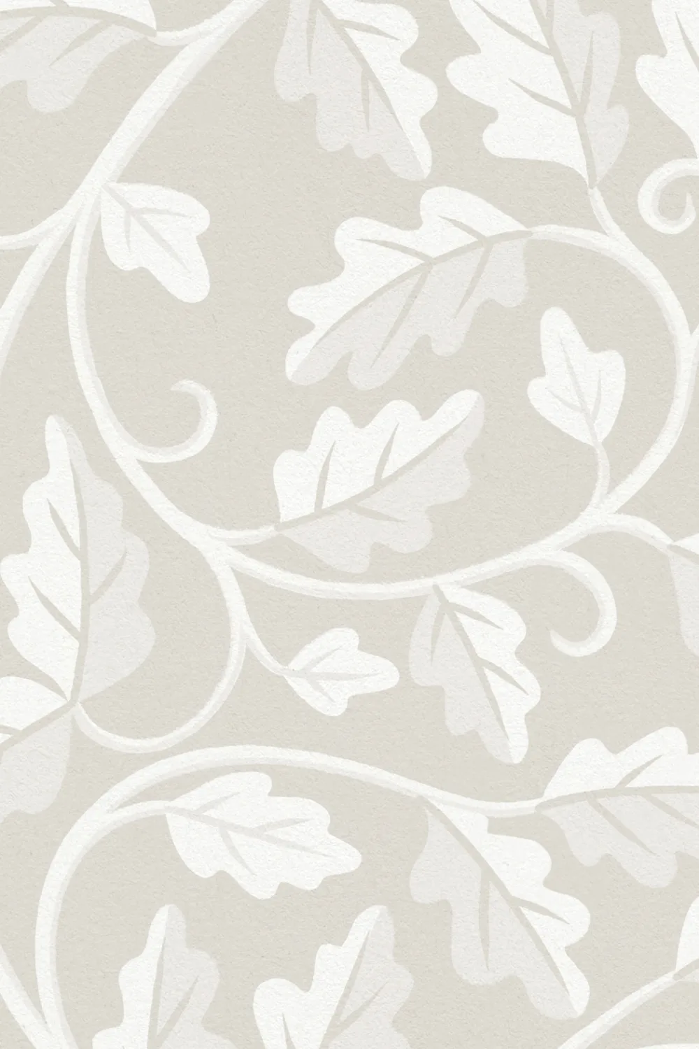 Beige eikenbladpatroon muurschildering voor rustgevende ruimtes
