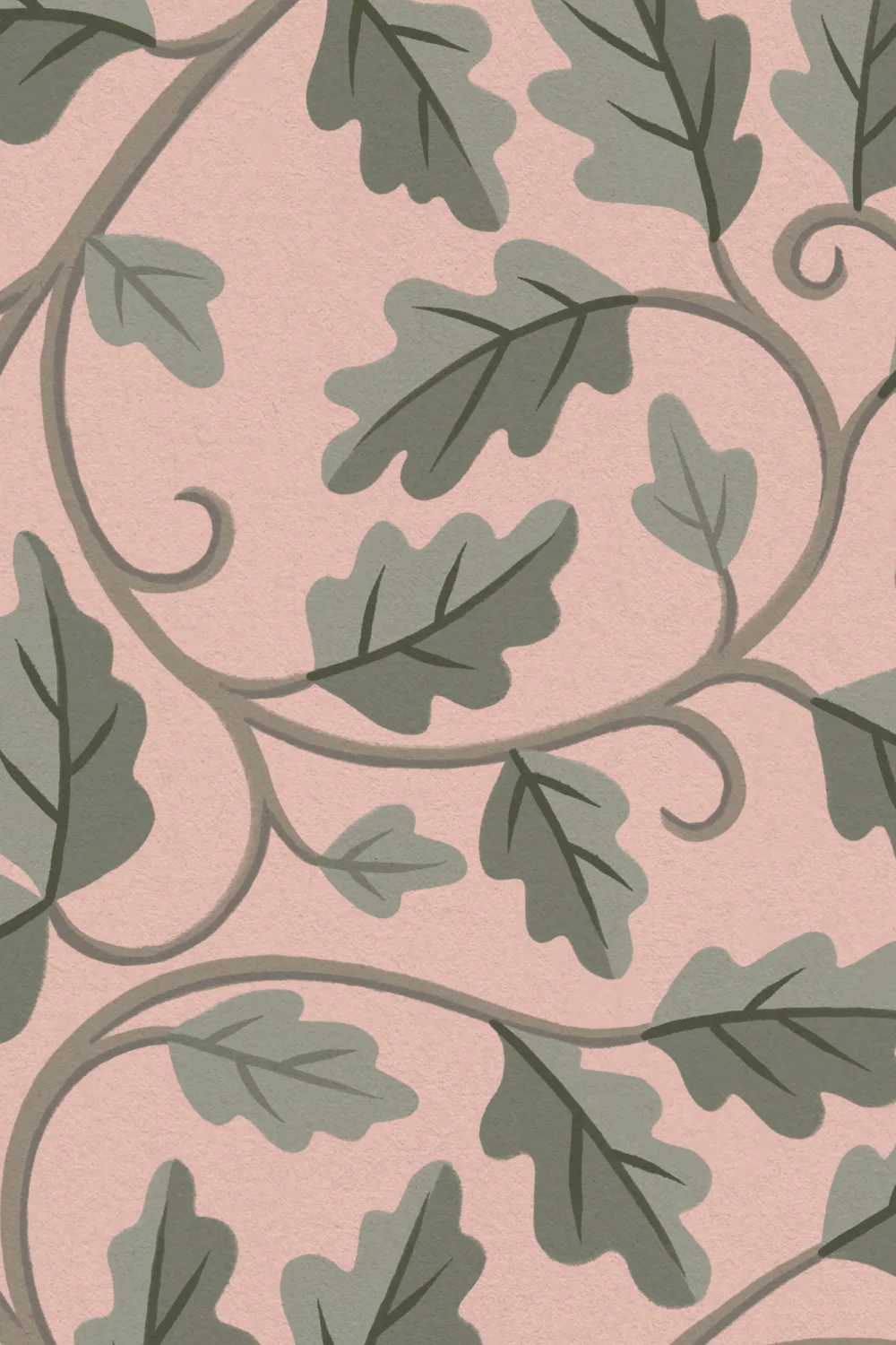 Pink Botanical Elegance Leaf Design Wallpaper Mural