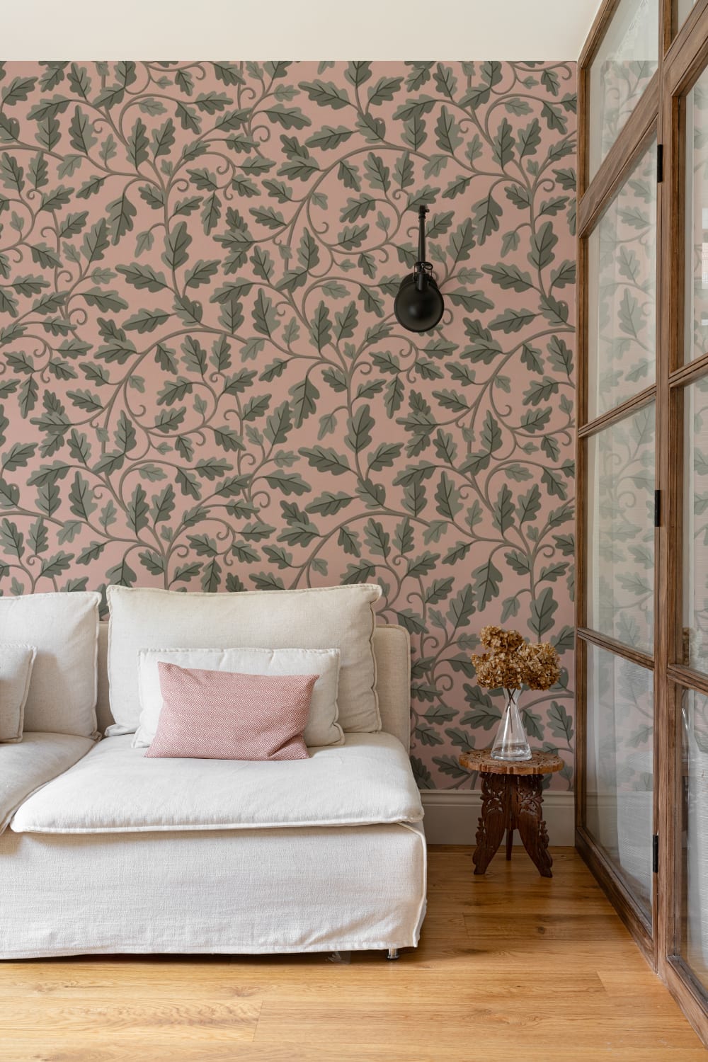 Pink Botanical Elegance Leaf Design Wallpaper Mural