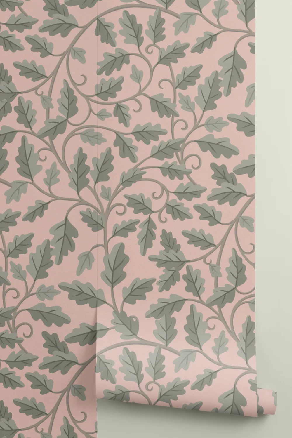 Pink Botanical Elegance Leaf Design Wallpaper Mural