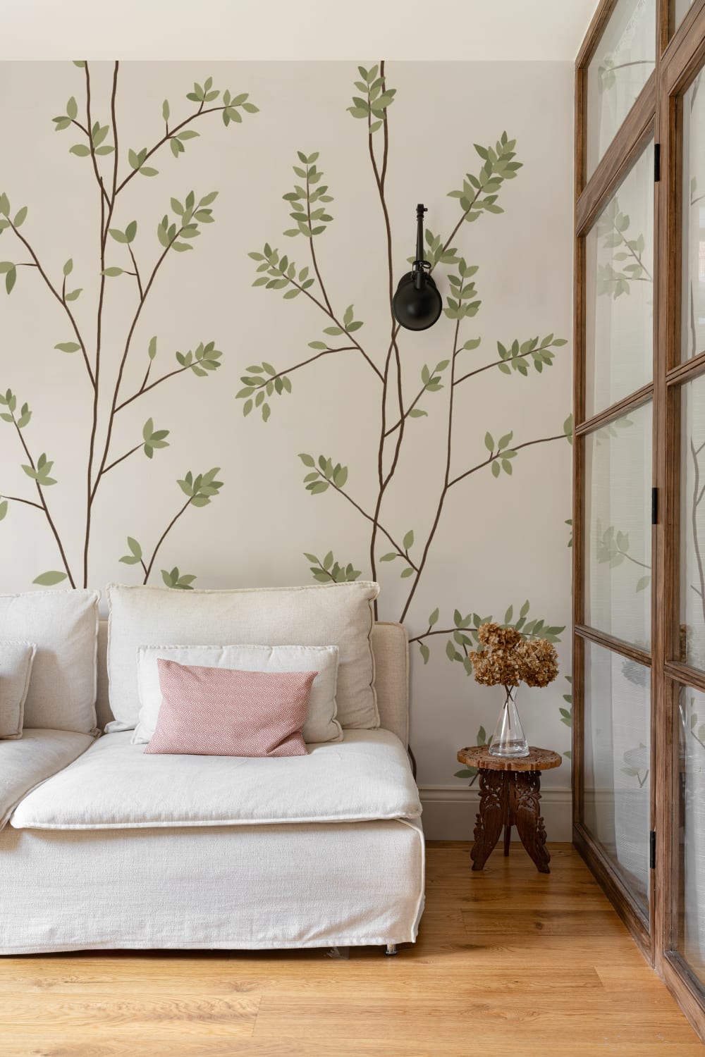 Klassieke groene botanische patroon muurschildering