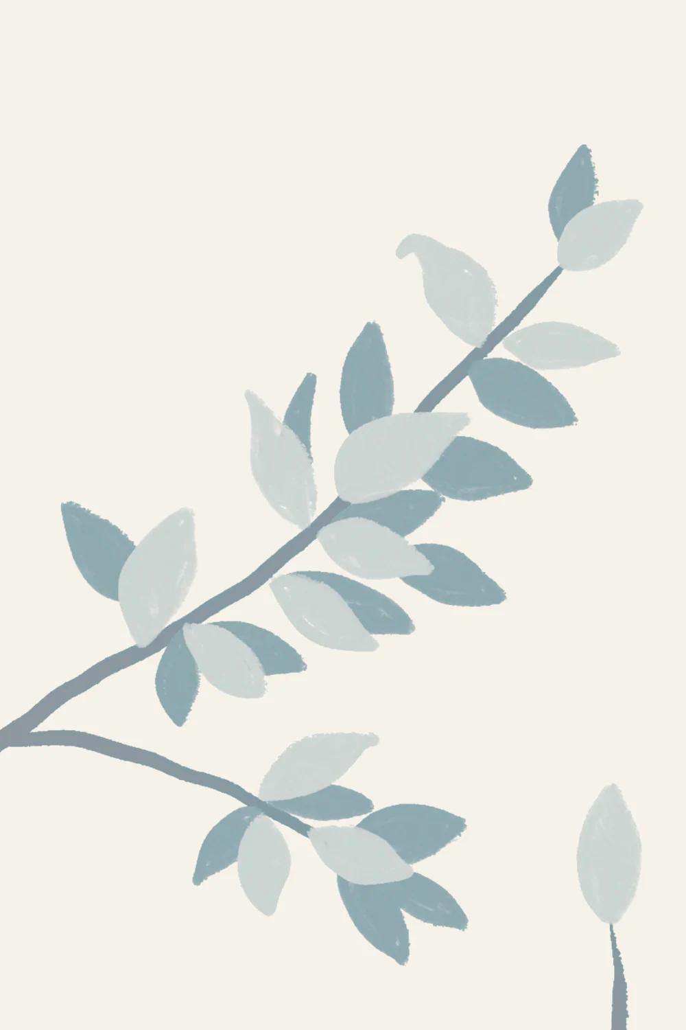 Blue Elegant Botanical Leaf Pattern Mural