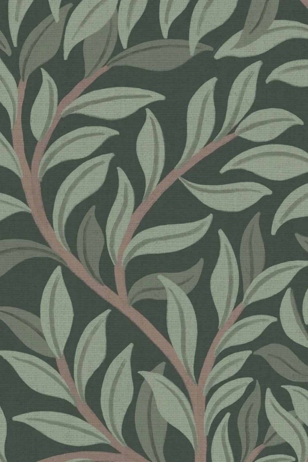 Green Botanical Pattern Mural For A Serene Atmosphere