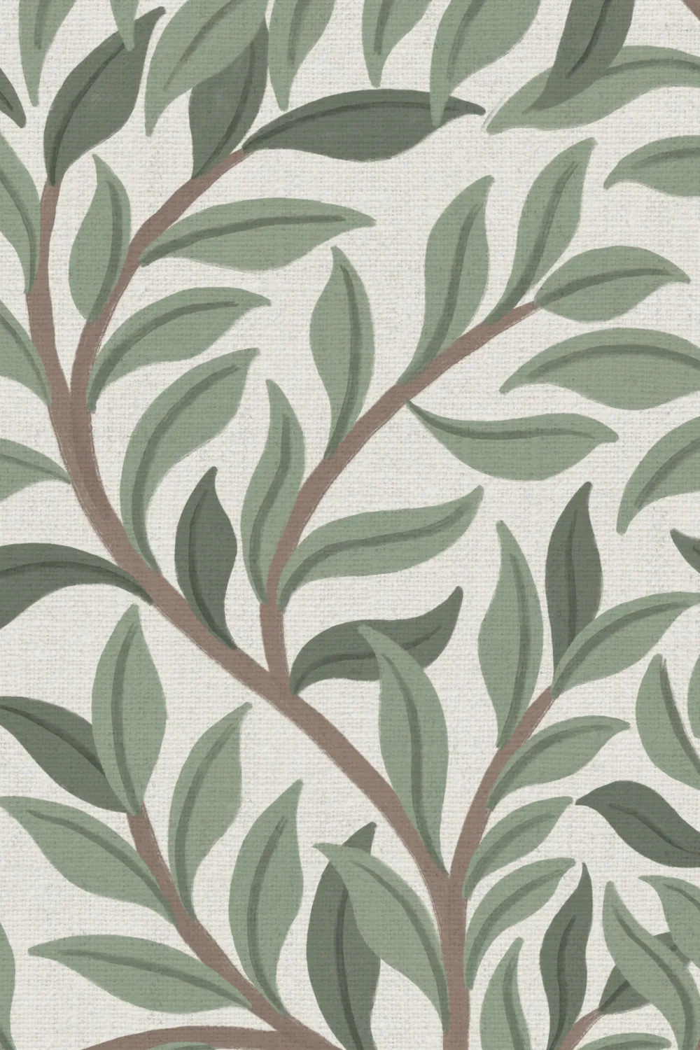 Sage Botanical Leaf Pattern Green Wallpaper Mural