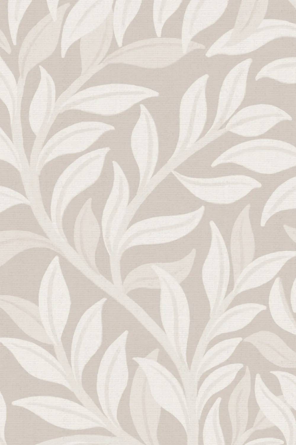 Beige botanisch bladpatroon muurschildering