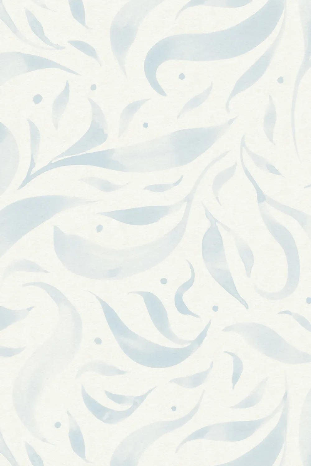 Blue Watercolor Floating Leaves Wallpaper