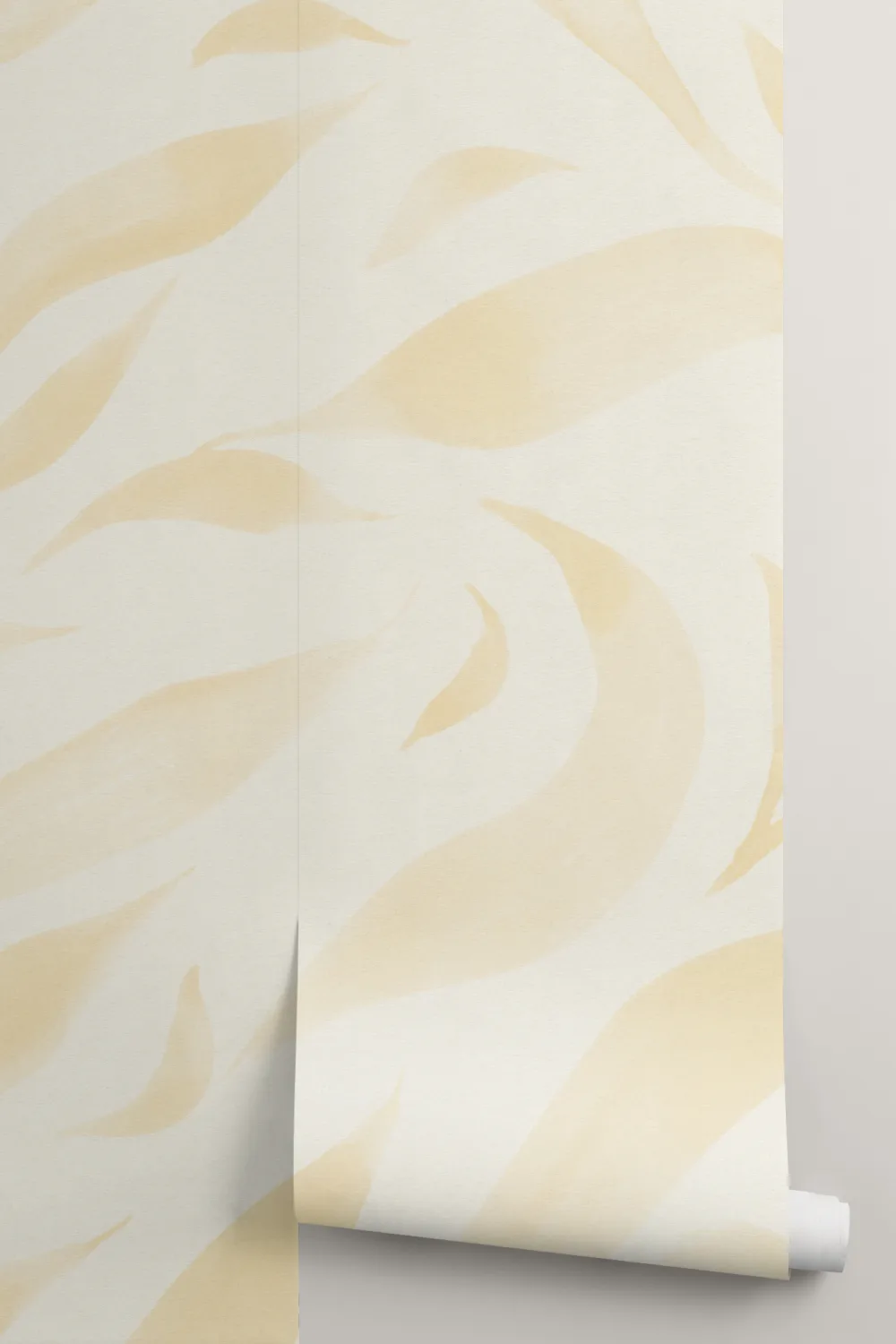 Papel pintado de hojas flotantes en acuarela amarilla
