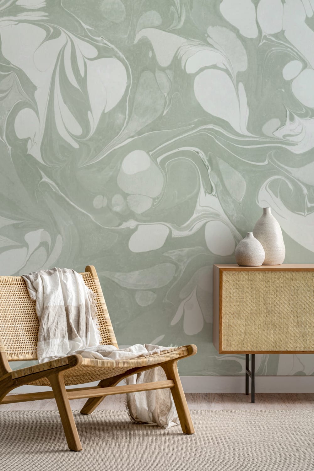Swish Sage Marbled Wallpaper Mural