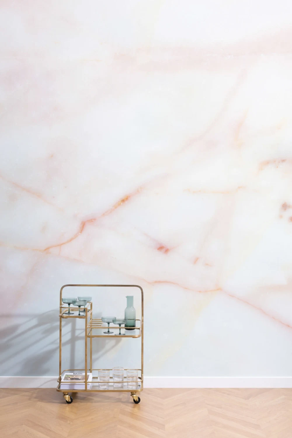 Cracked Coral Marble Effect Wallpaper Mural