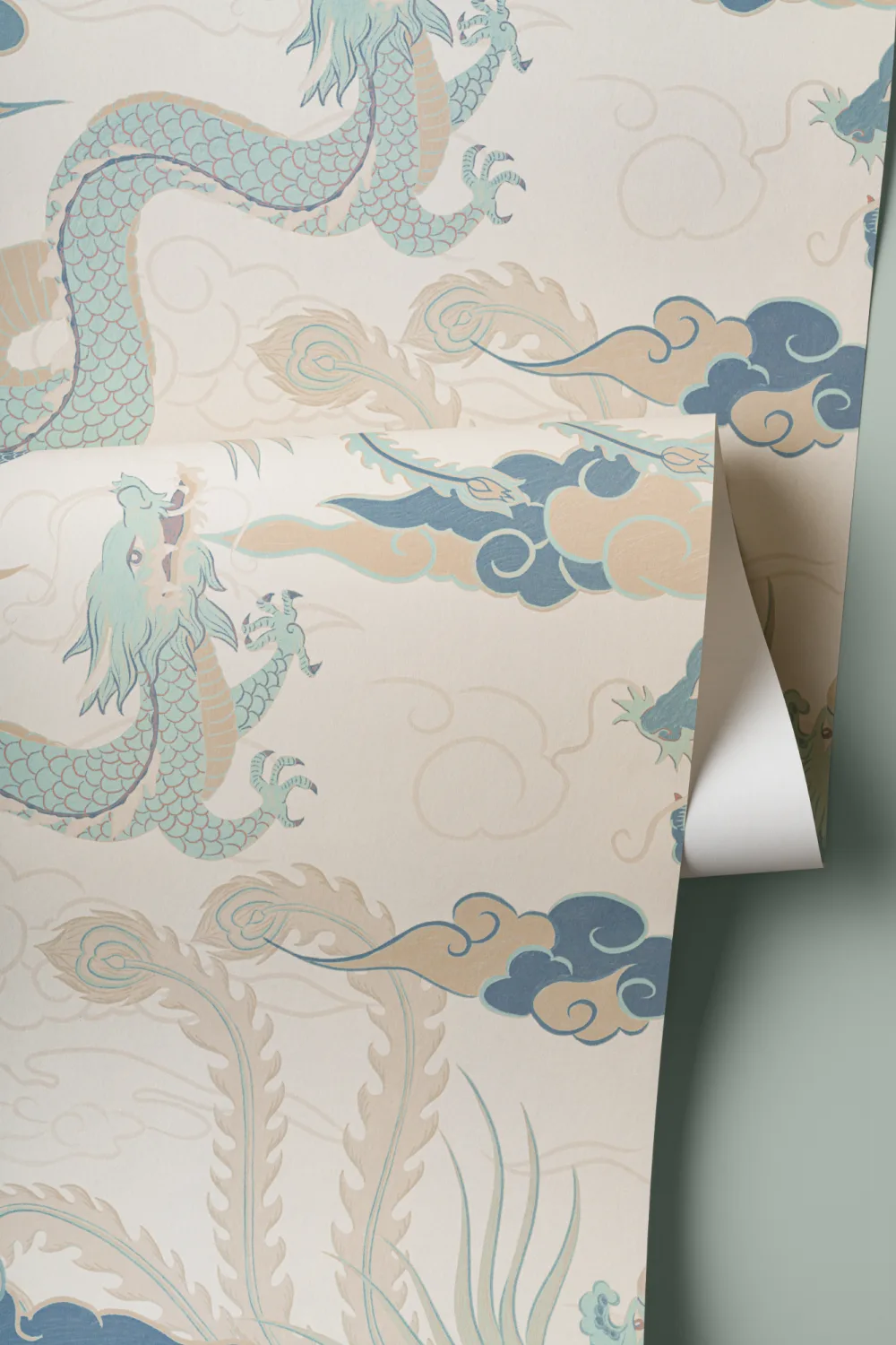 Papel de parede do Dragão Chinês Azul e da Fénix