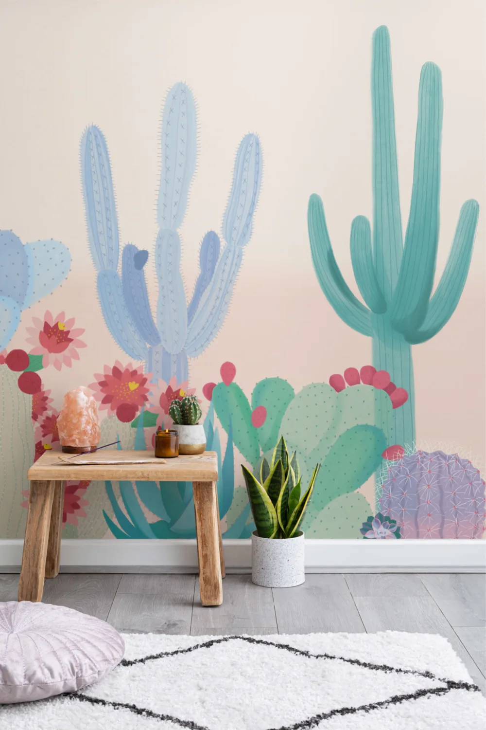 Colourful Cute Cactus Wallpaper Mural