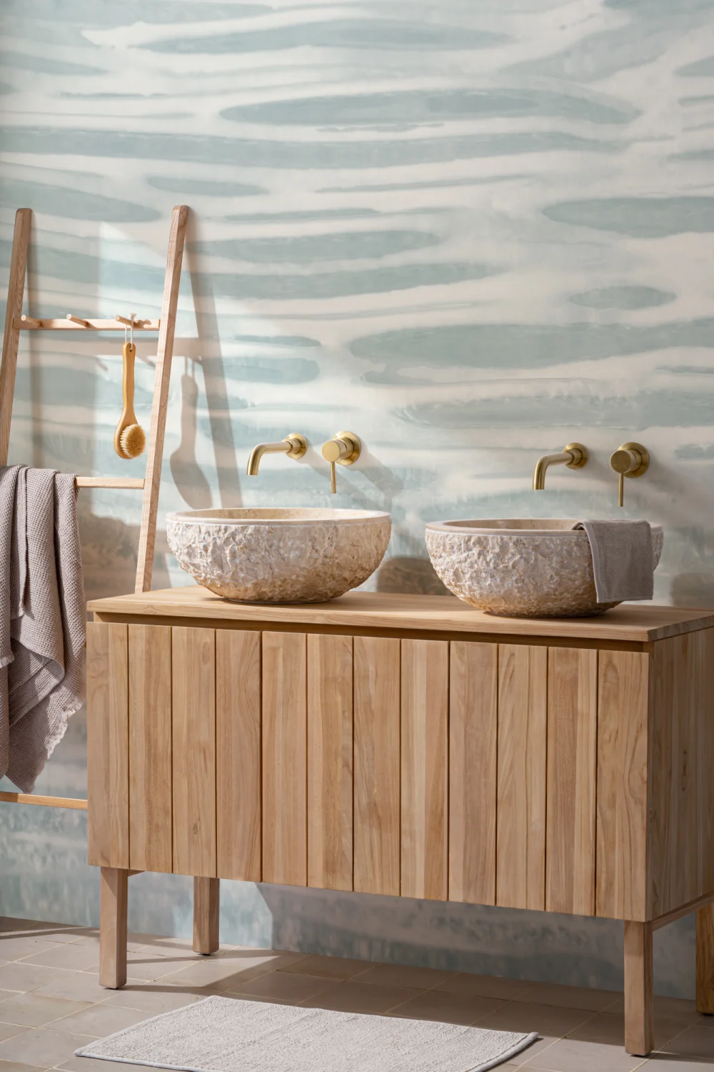 Blue Ocean Waves Effect Wallpaper Mural
