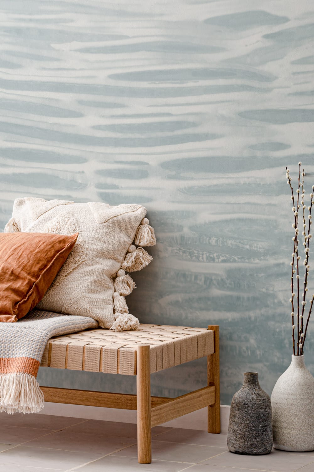 Blue Ocean Waves Effect Wallpaper Mural