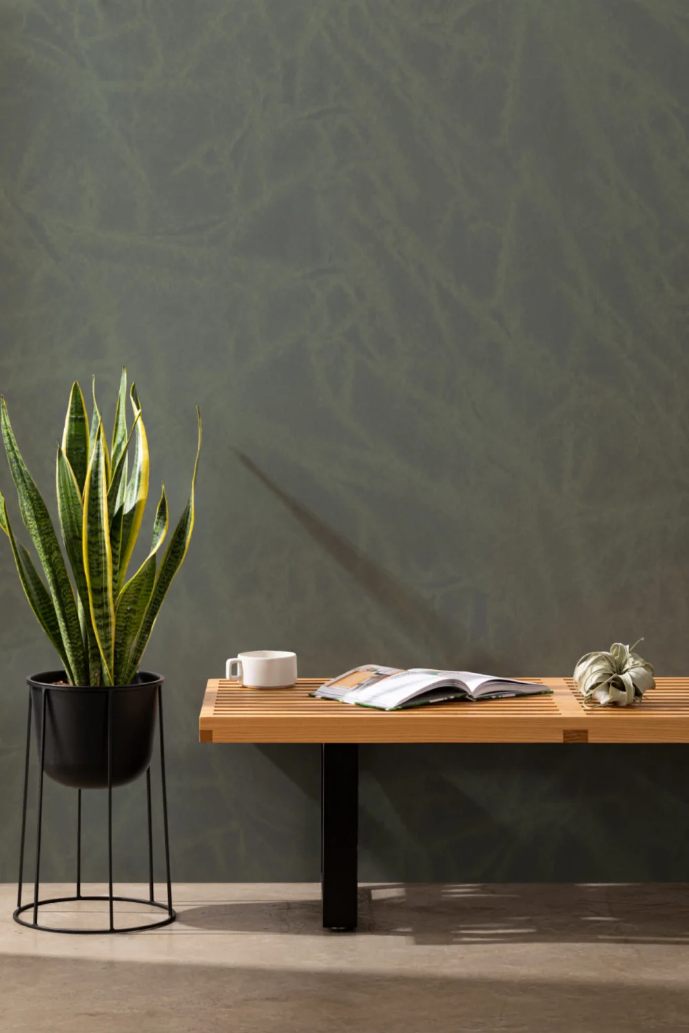 Papel Pintado Verde Oscuro Efecto Arrugado