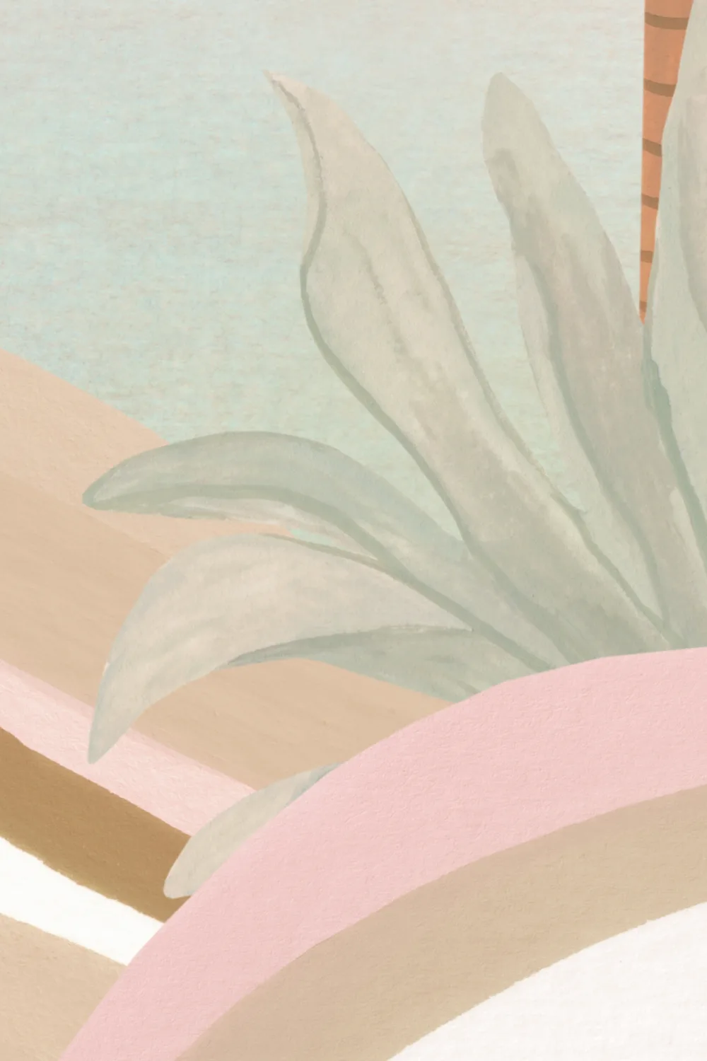 Pastel Tropical Landscape Mural