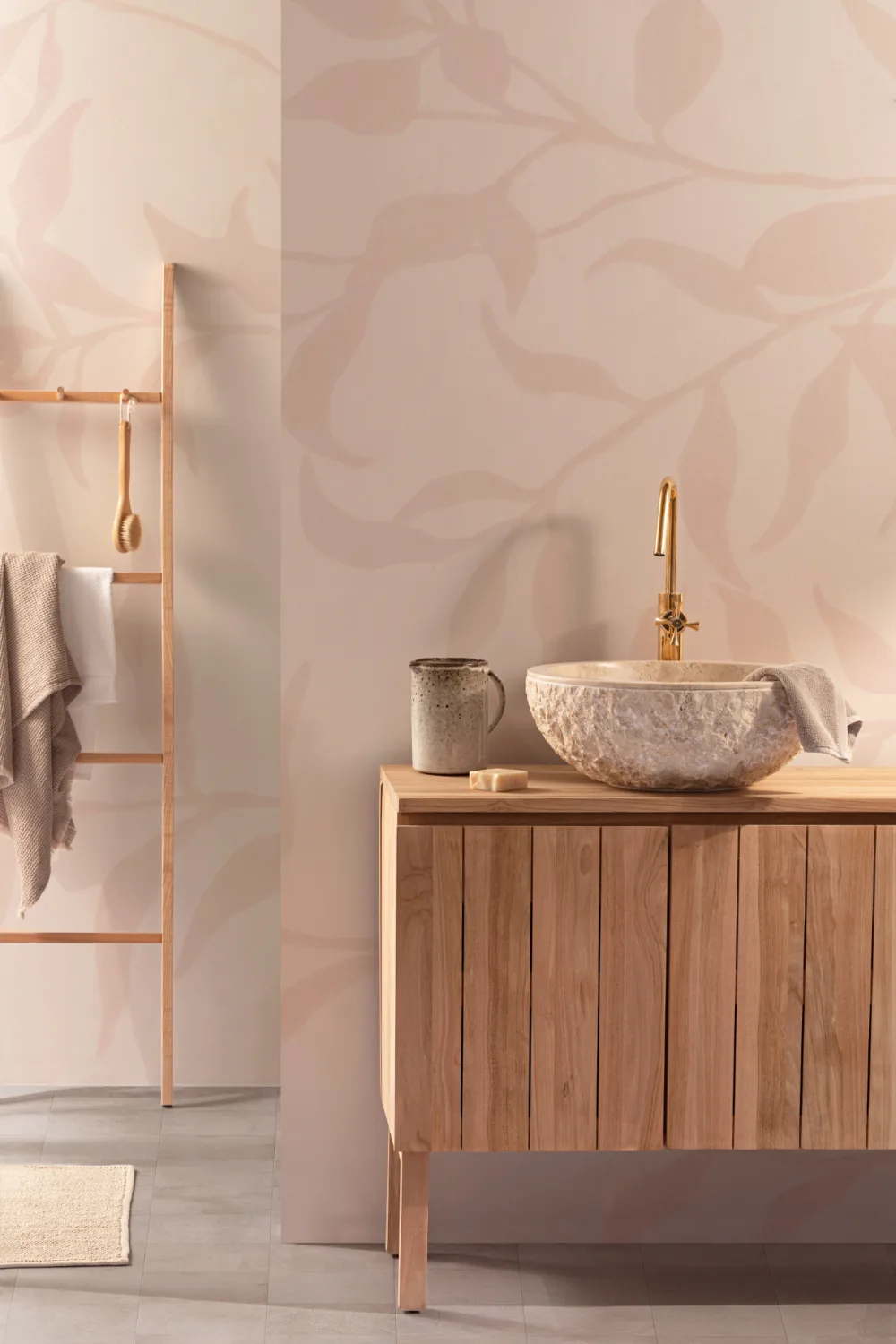 Pink Olive Tree Branch Mural