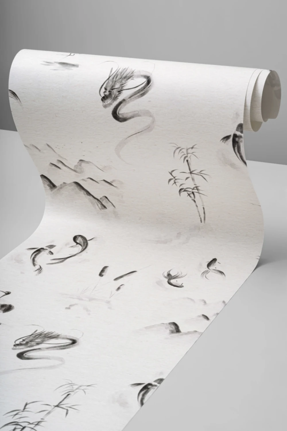 Traditional Chinese Monochrome Pattern Wallpaper Mural