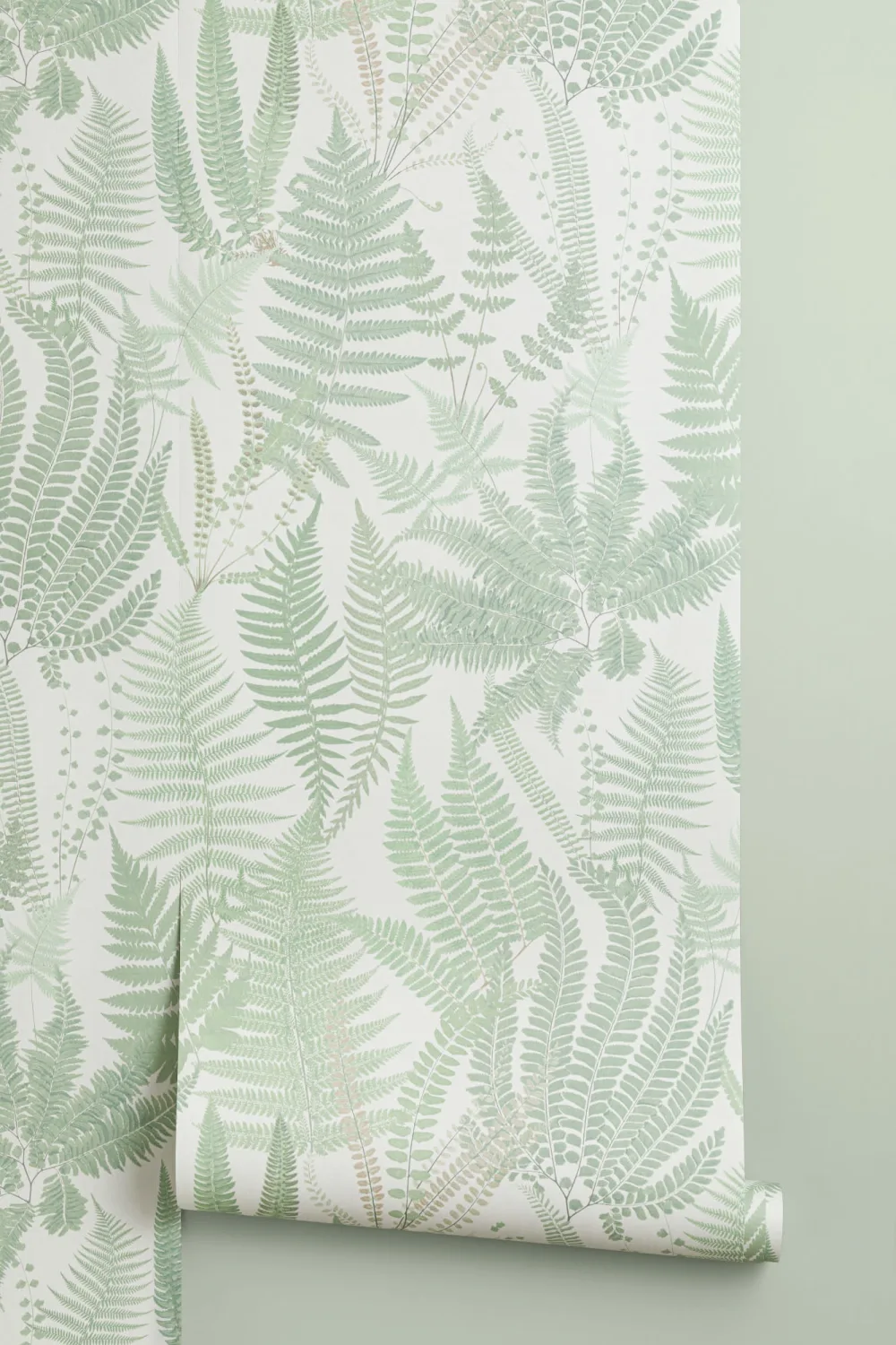 Green Vintage Fern Leaf Illustrations Repeat Pattern Wallpaper