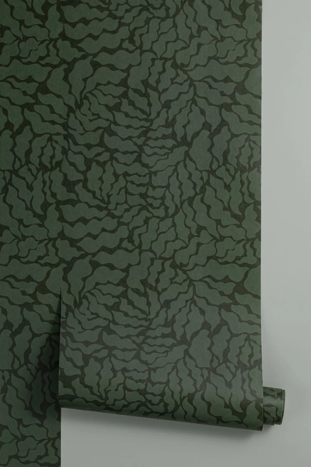Dark Green Abstract Botanical Repeat Pattern Wallpaper
