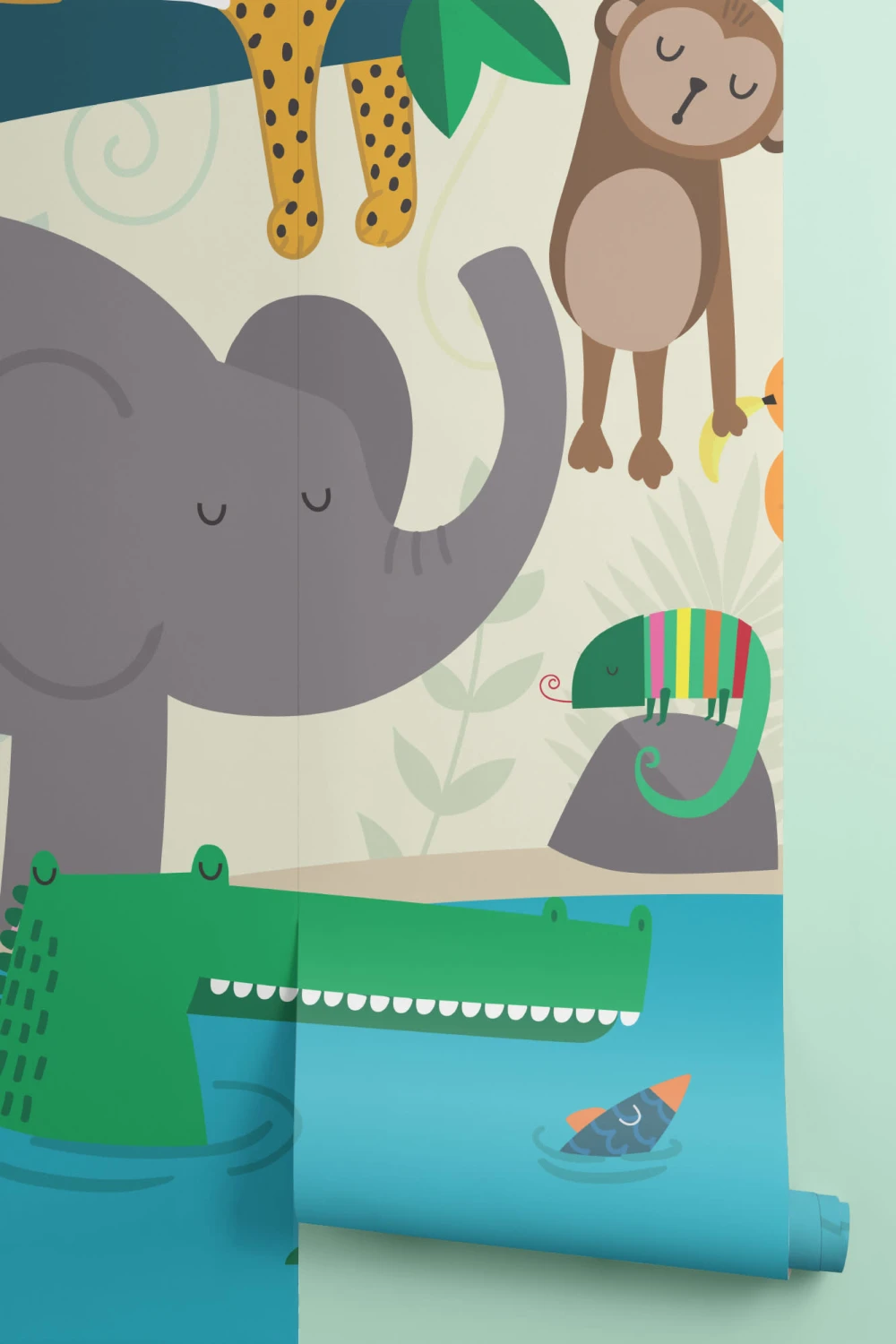 Mural de papel de parede dos amigos da selva