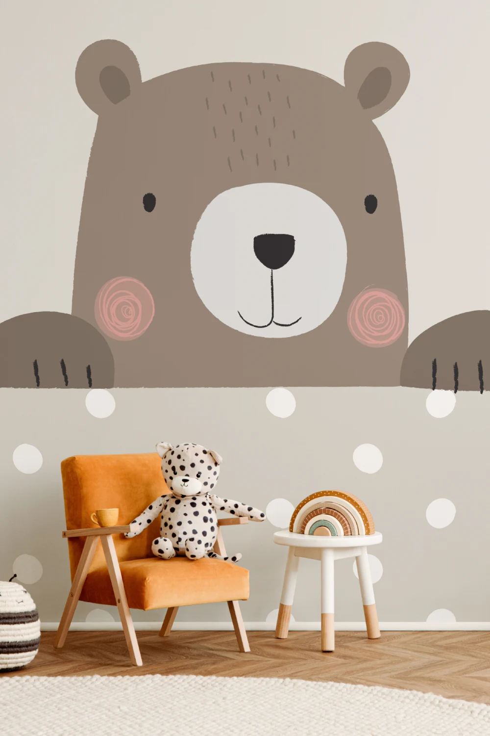Peek-a-Boo Bernie Bear Wallpaper Mural