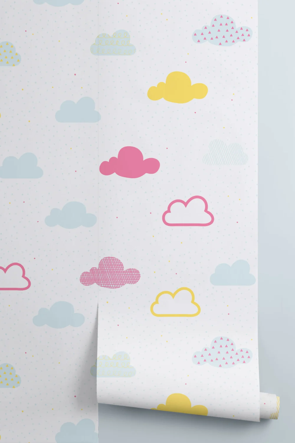 Bright Pastel Cloud Pattern Wallpaper Mural