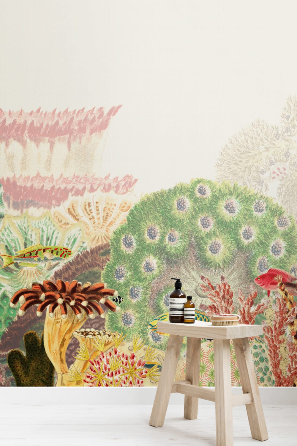 Fargerike vintage illustrasjoner Coral Reef fototapet