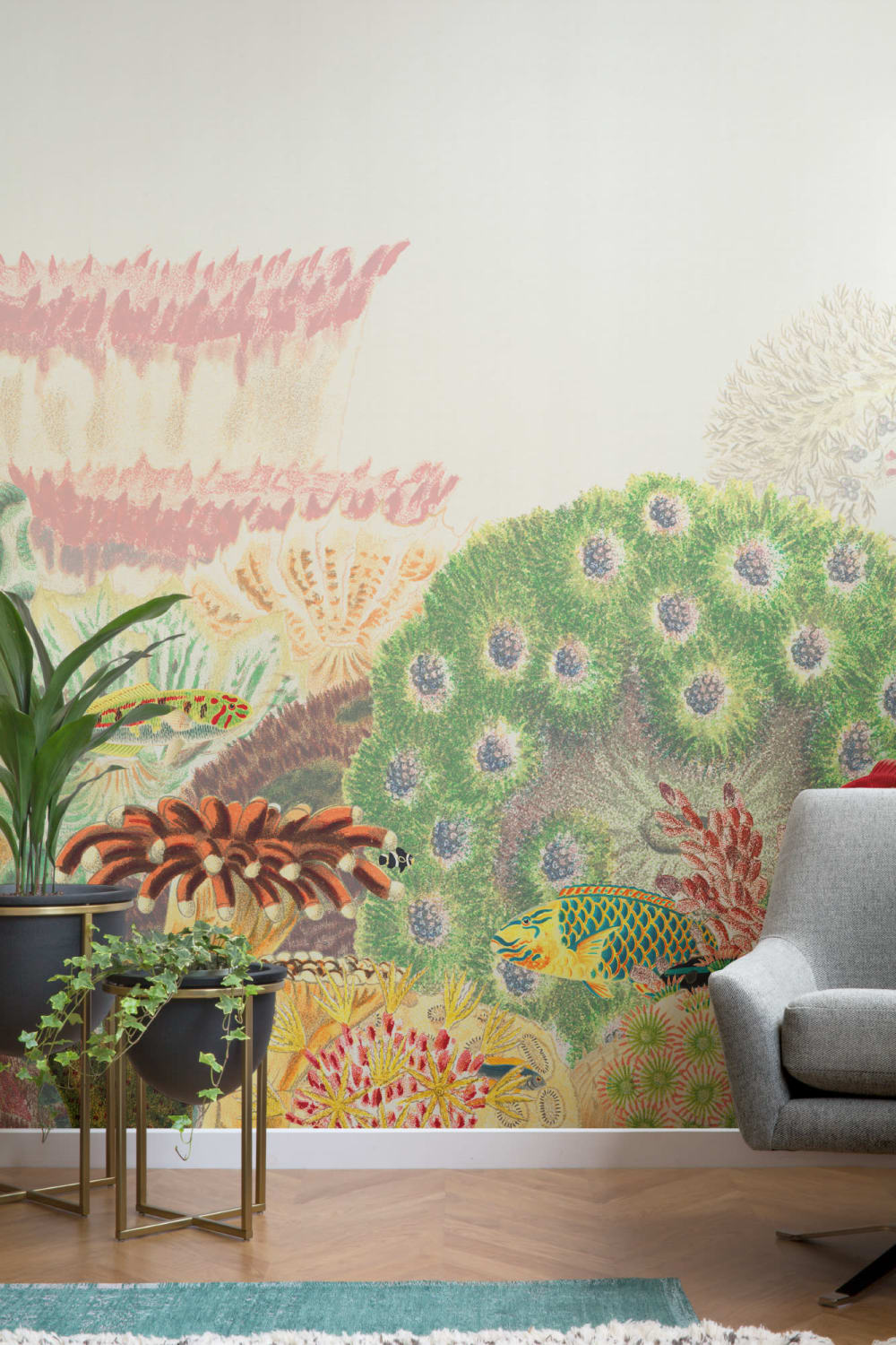 Fargerike vintage illustrasjoner Coral Reef fototapet