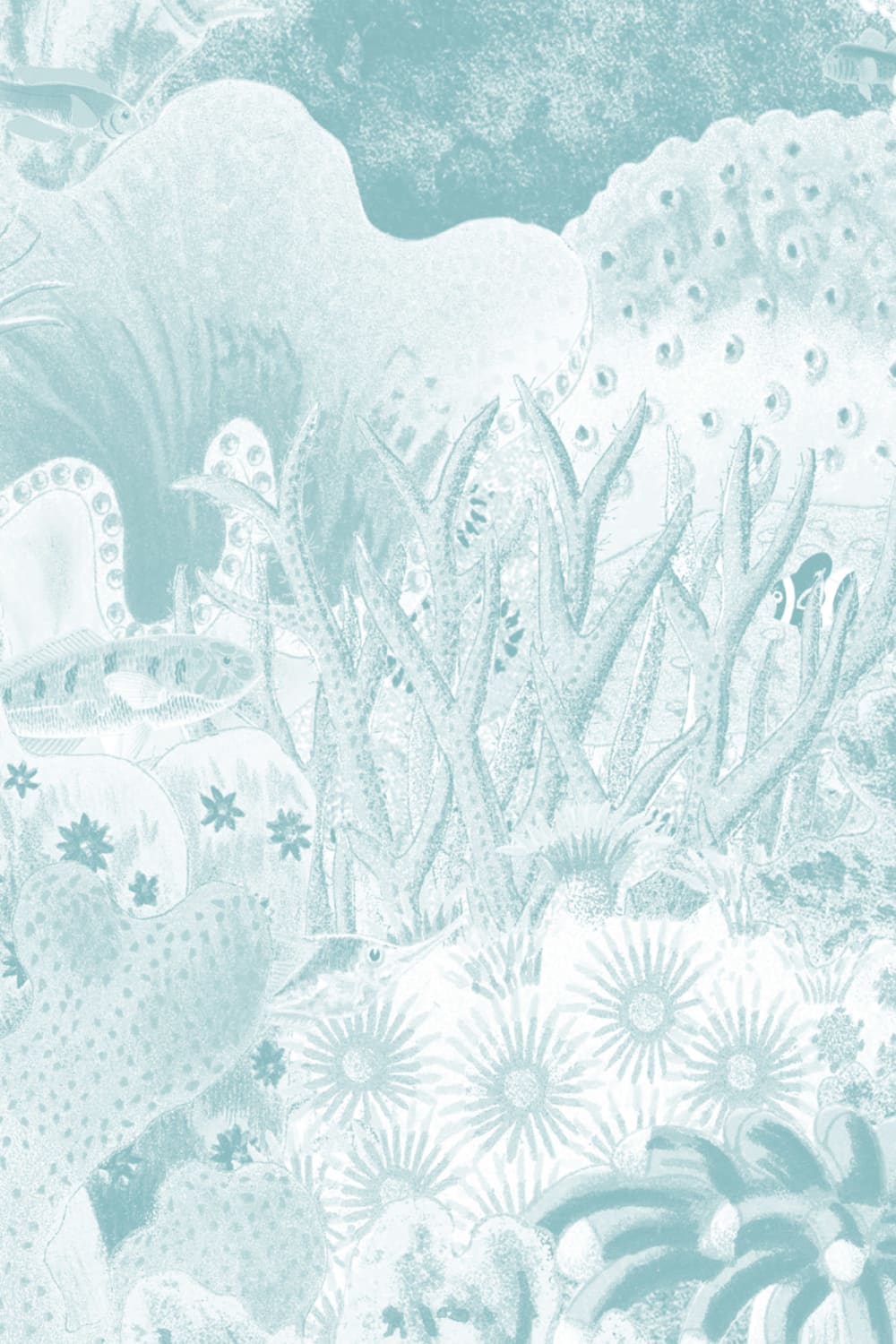 Papel pintado de Ilustraciones vintage azules Vida marina