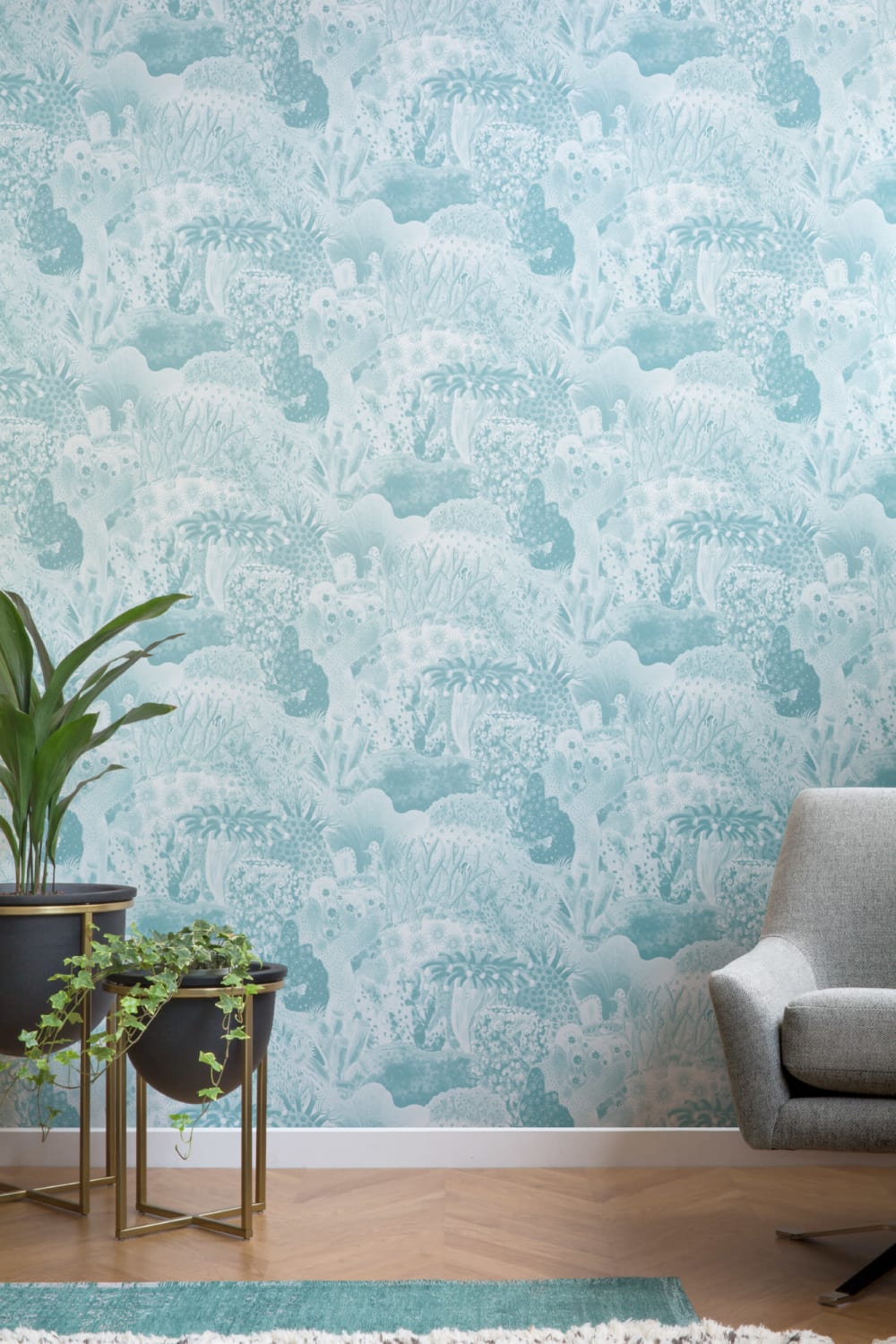 Papel pintado de Ilustraciones vintage azules Vida marina