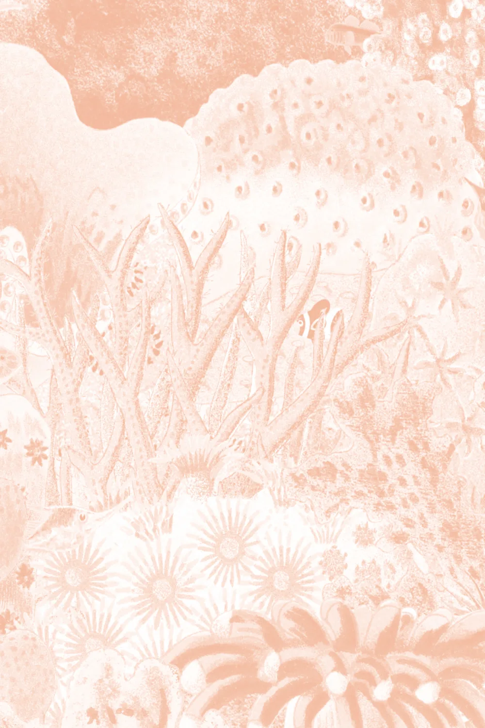 Peach Vintage Illustrations Marine Life Wallpaper