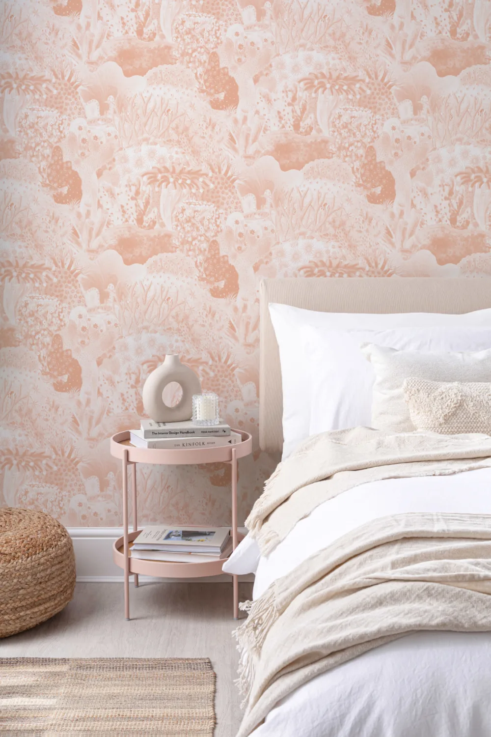 Peach Vintage Illustrations Marine Life Wallpaper