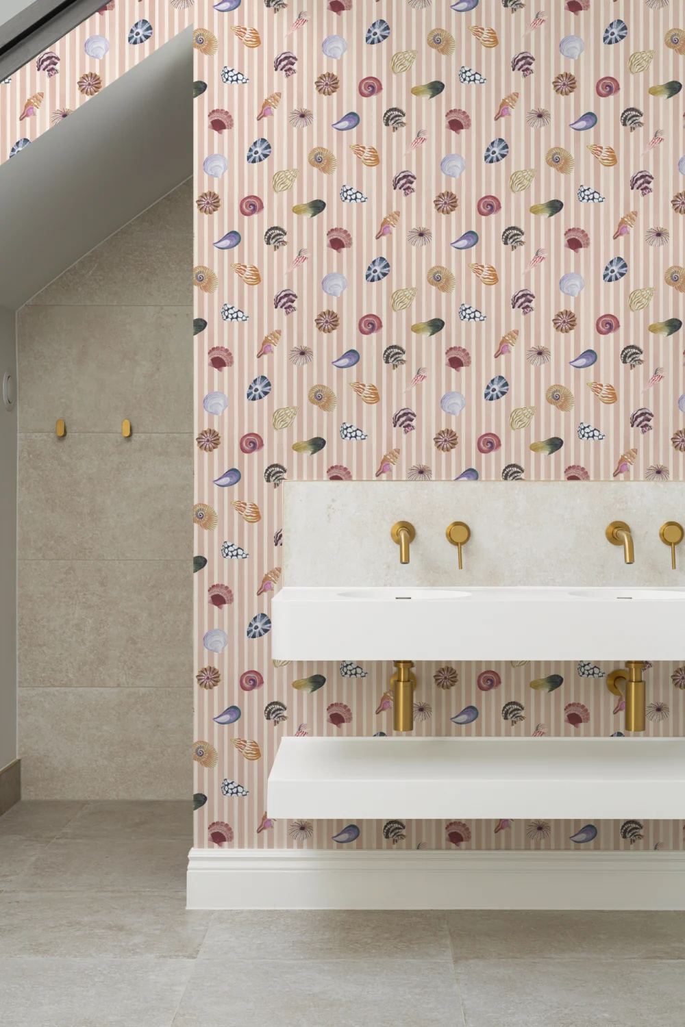 Pink Coastal Shell Pattern Wall Mural
