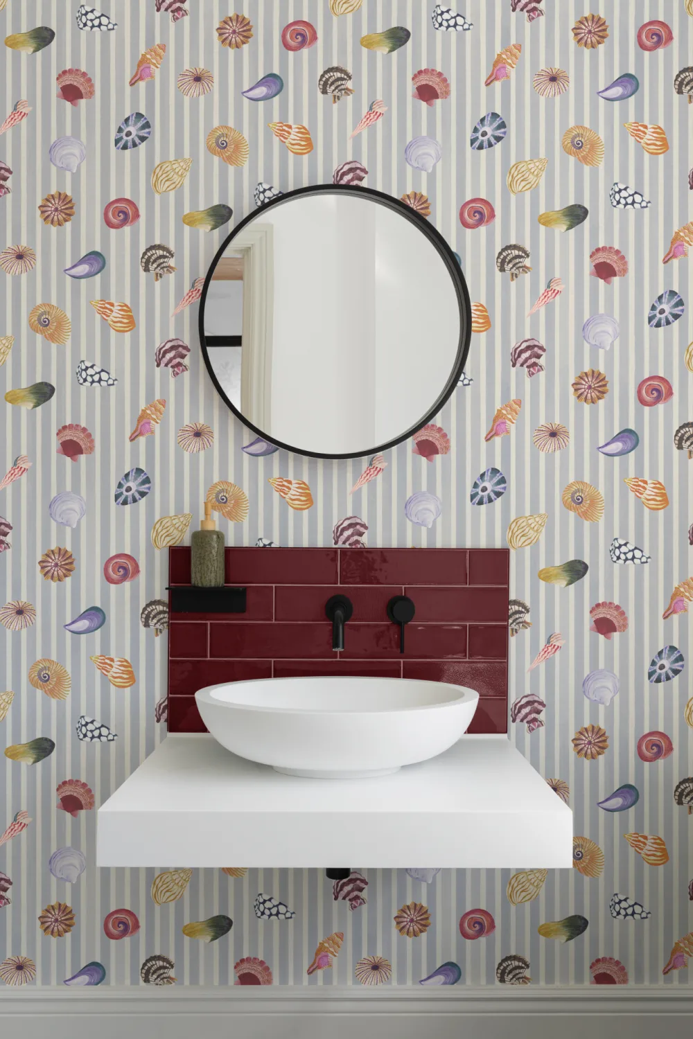 Multicolor Nautical Seashell Pattern Mural